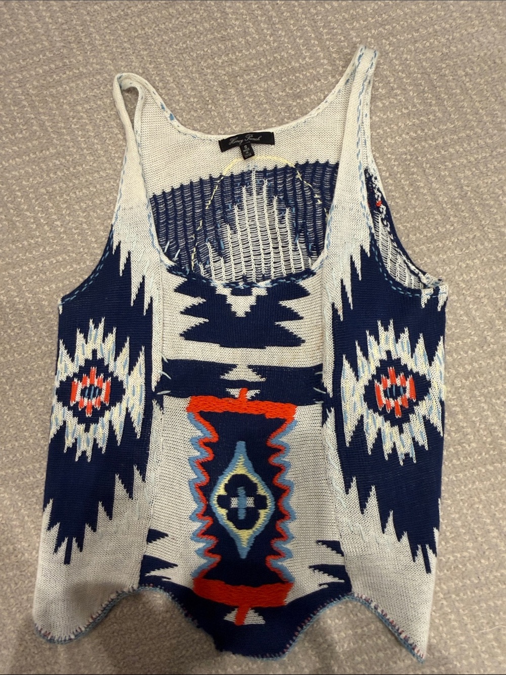 Honey Punch Navy & Ivory Aztec Knit Tank